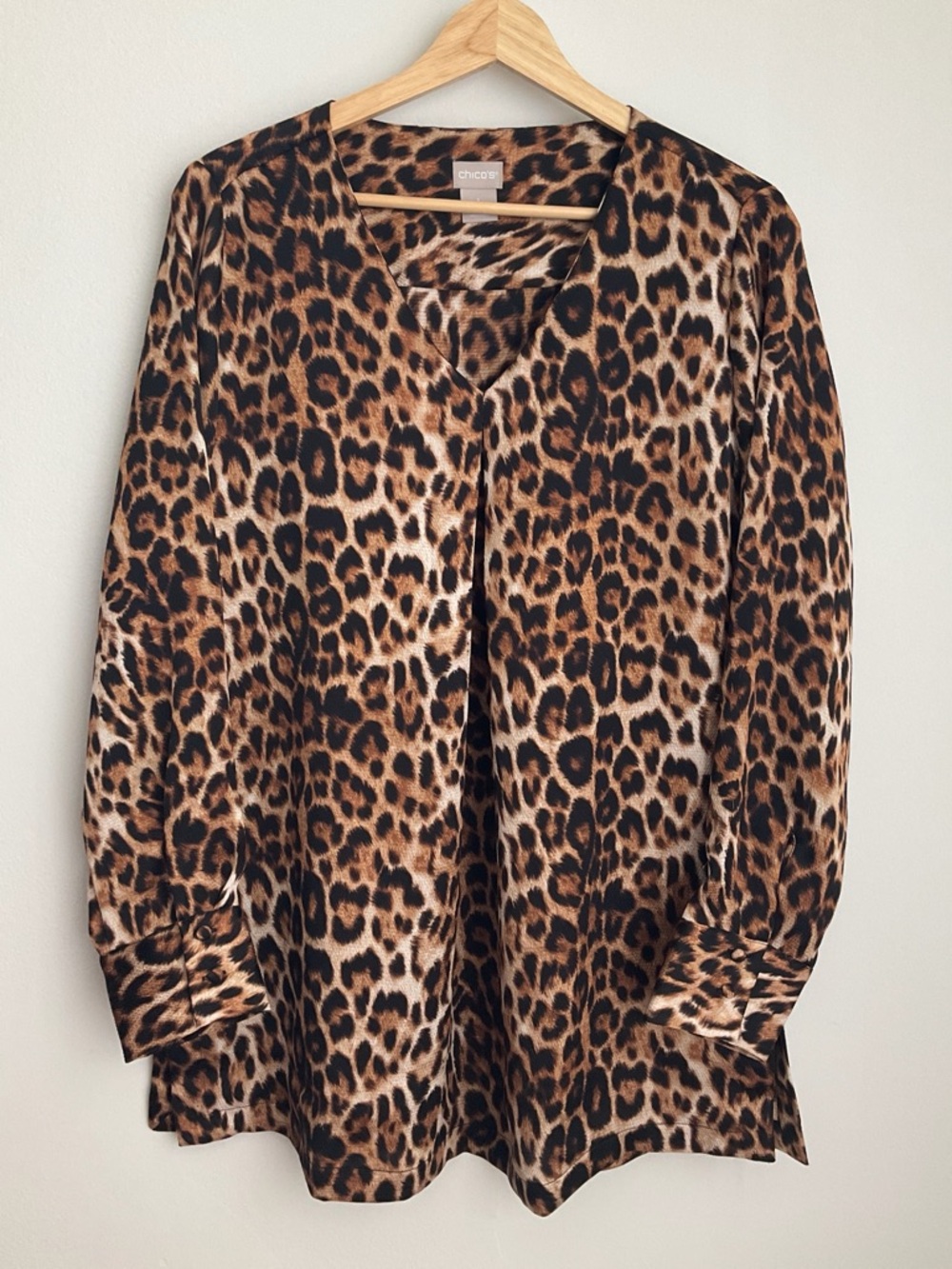 Chico's 1 (8-10) Leopard Print V-Neck Tunic - Brown/Black